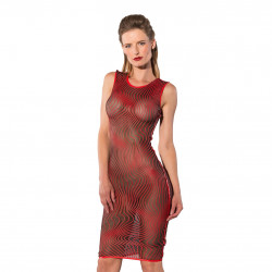 Midi-Kleid mit Latex-Streifen